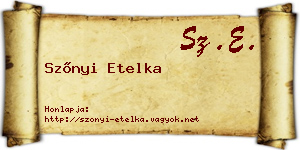 Szőnyi Etelka névjegykártya